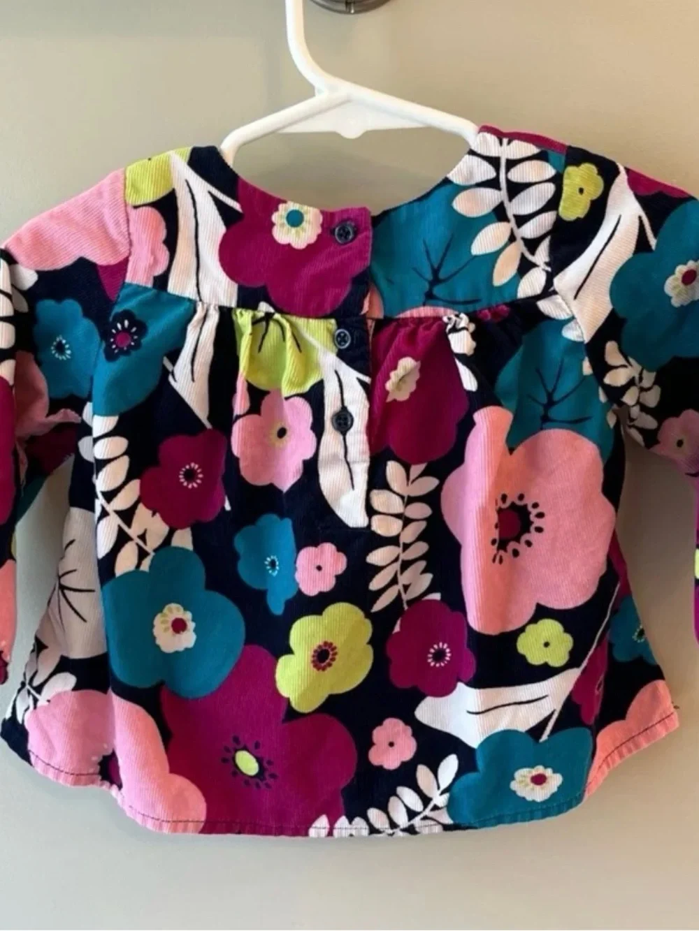 BabyGap Girls Corduroy Swing Top 6-12 Months Bright Floral Cottage Fall Winter